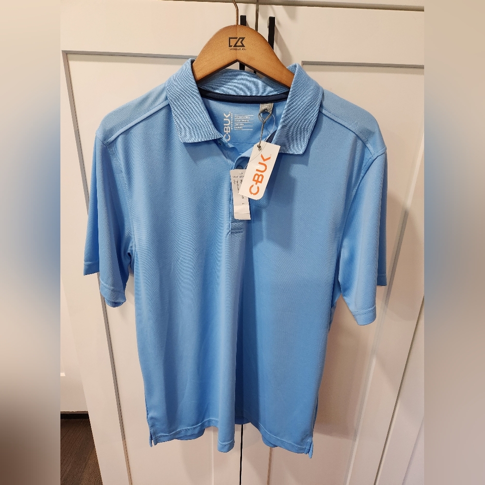 Cutter & Buck CBUK Blue Polo Shirt Classic Collar Short Sleeves